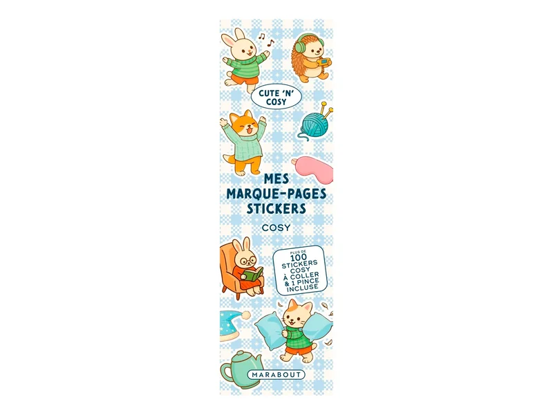 Mes marque-pages stickers Cosy + 100 stickers & 1 pince incluse