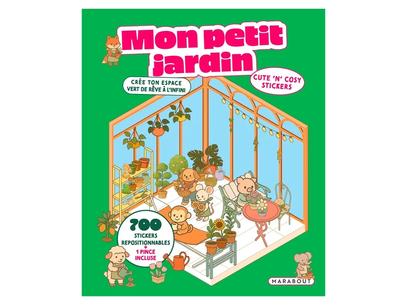 Album de 700 stickers repositionnables - Mon petit jardin + 1 pince incluse