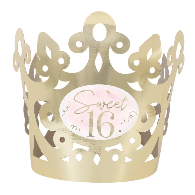 Blush Sweet 16 Birthday Tiaras with Stickers, 4 Count