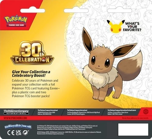 Pokemon 30th Celebration 2 Pack Blister Eevee - Blister duo Pokémon « Célébration du 30e anniversaire » – Évoli