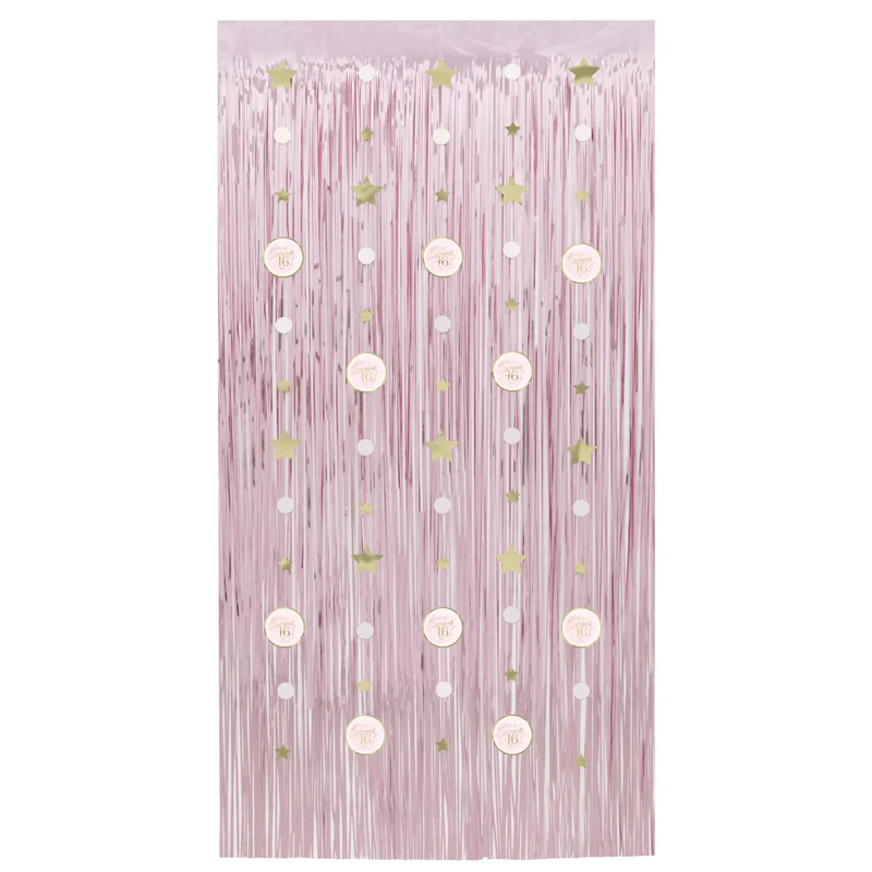 Blush Sweet 16 Birthday Door Curtain and Hanging Decoration Kit, 1 Count