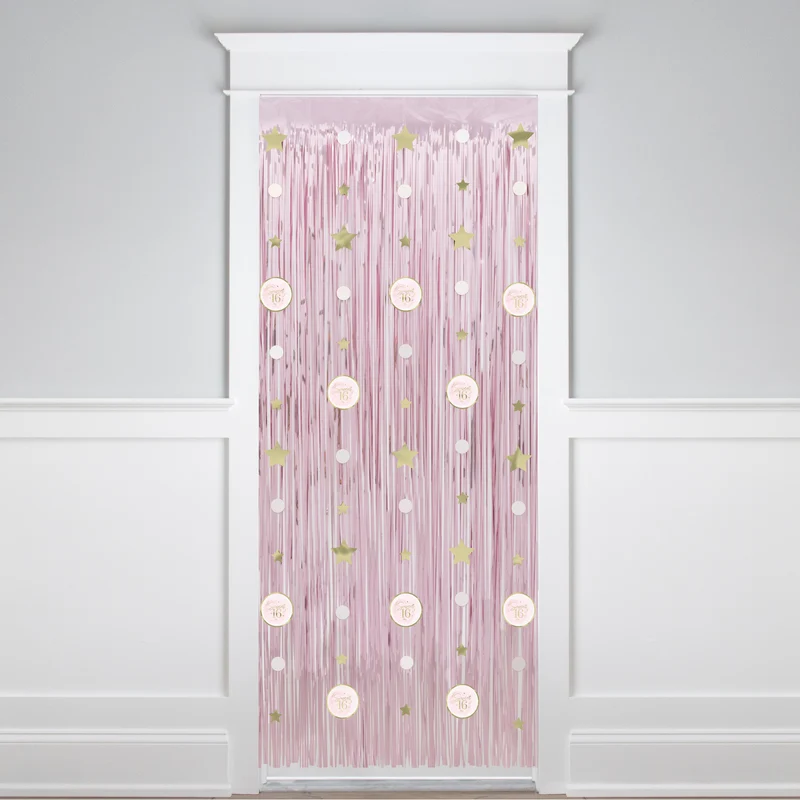 Blush Sweet 16 Birthday Door Curtain and Hanging Decoration Kit, 1 Count