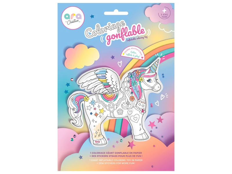 Coloriage gonflable Licorne géante - Ara Créative