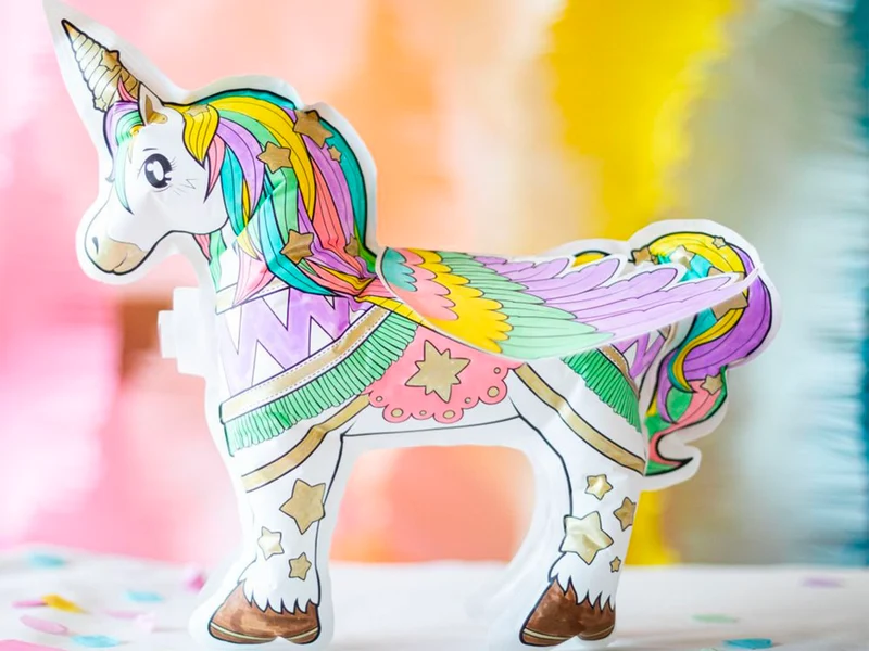 Coloriage gonflable Licorne géante - Ara Créative