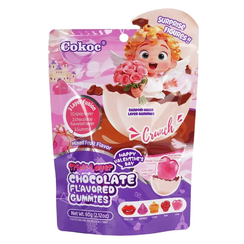 Cokoc Valentine's Day Triple-Layer Mixed Fruit Flavored Gummies