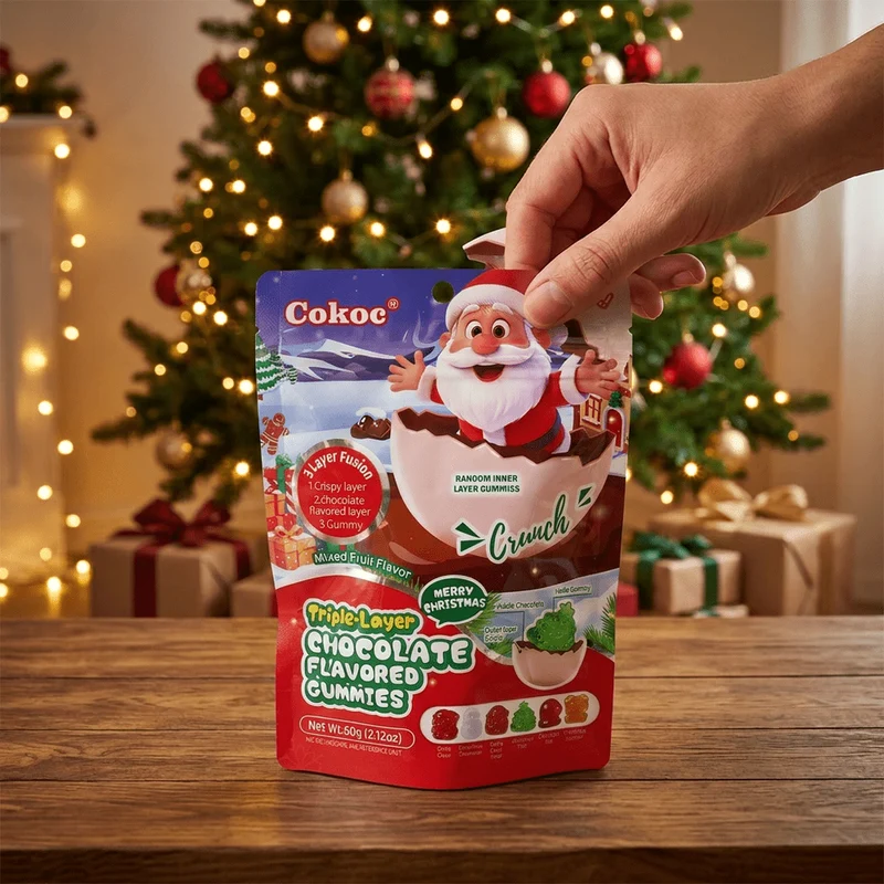 Cokoc Christmas Triple-Layer Mixed Fruit Flavored Gummies