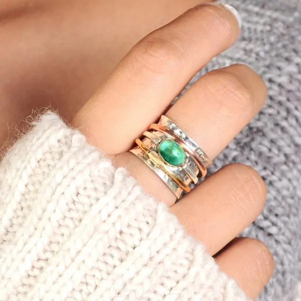 Bague Zen Argent Turquoise Ethnique