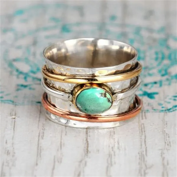 Bague Zen Argent Turquoise Ethnique
