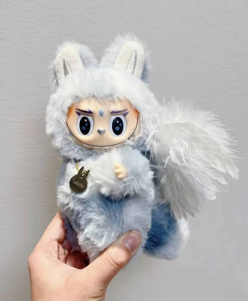 18cm Retrofit Angel Wings Labubu Plush Toy - Handmade Unique Labubu Custom Design
