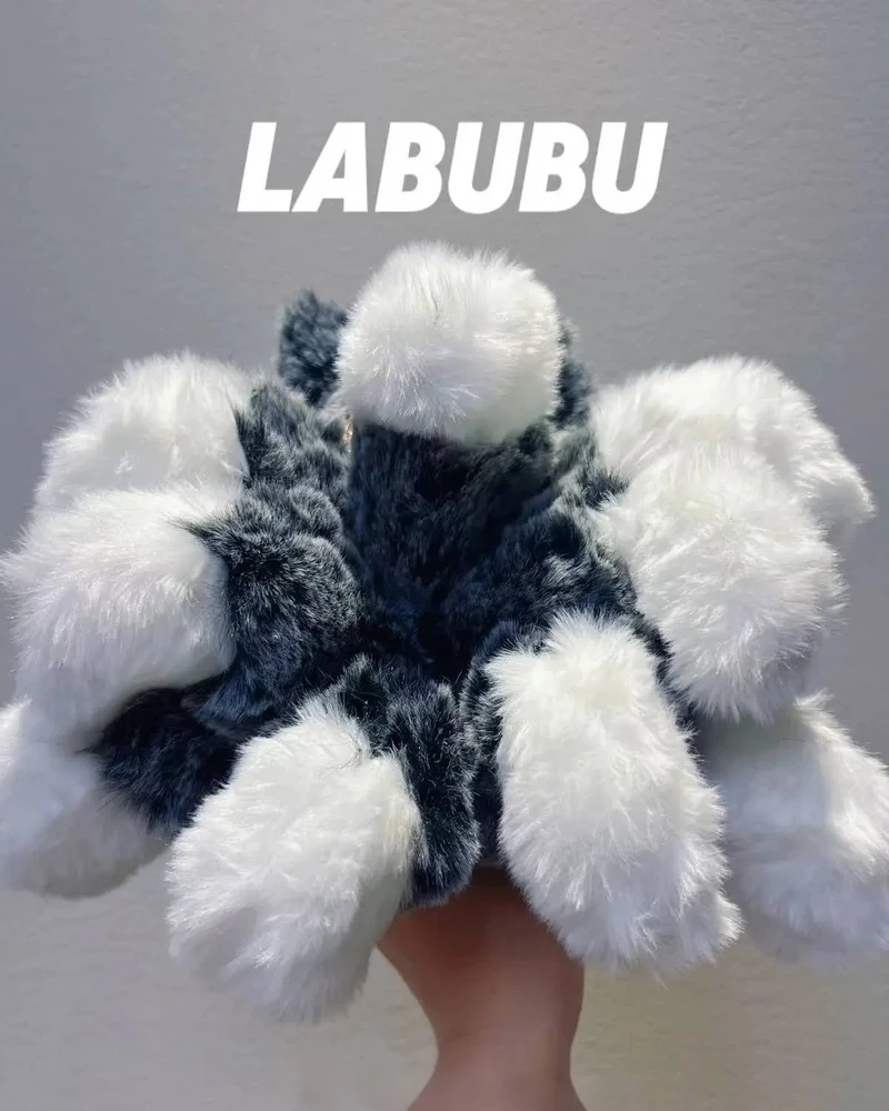 18cm Retrofit Nine-Tails Labubu Plush Toy - Handmade Unique Labubu Custom Design