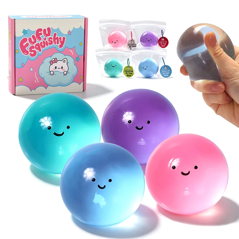 4PC Crystal Smile Ball Taba Squishy Bundle Pack