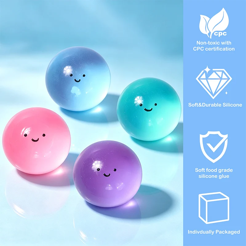4PC Crystal Smile Ball Taba Squishy Bundle Pack