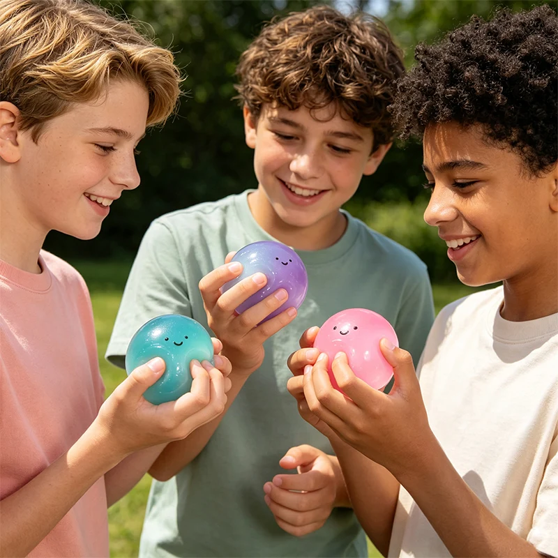 4PC Crystal Smile Ball Taba Squishy Bundle Pack