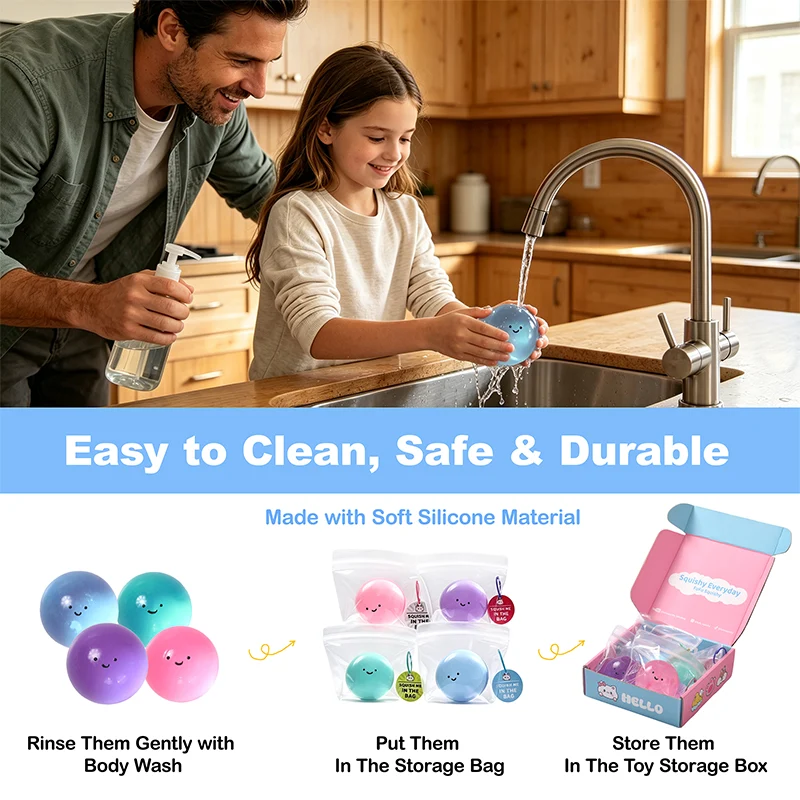 4PC Crystal Smile Ball Taba Squishy Bundle Pack