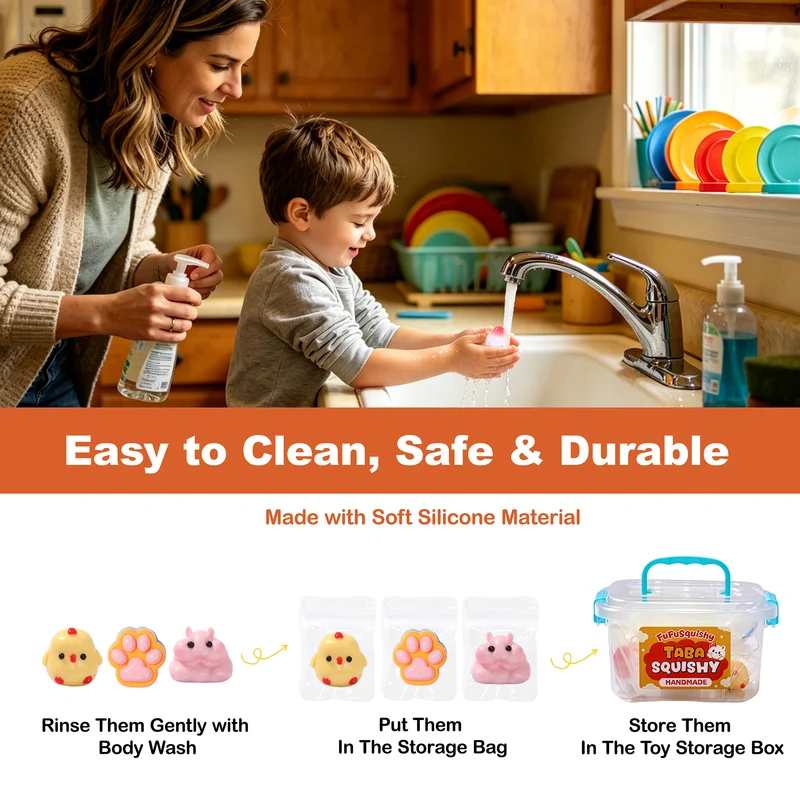 FUFUSQUISHY 10 Pack Chick Mix Taba Squishy Toys Kit with Toy Set Box & Cute Stickers, Handmade Kawaii Taba Squishies, Stress Relief Sensory Fidget Toys, Party Favors for Kids Ages 4-8 8-12, Holiday Gifts & Basket Stuffers