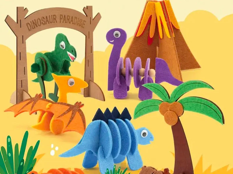Kit Parc des Dinosaures en Bois Perles et Feutrine- Graine Créative