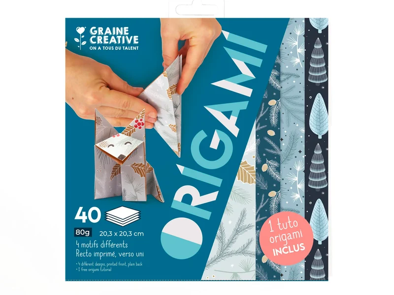 Pochette 40 Feuilles Origami - Designs Hiver - Graine Créative