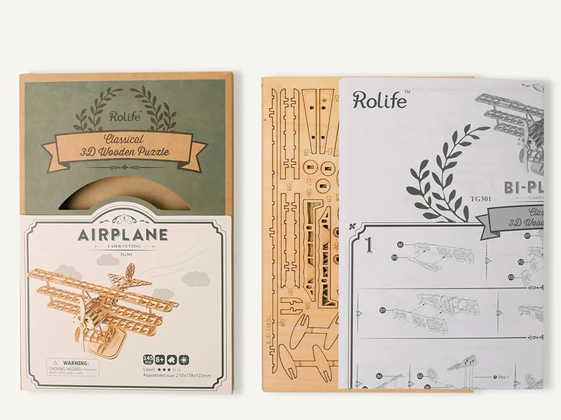 Maquette miniature Avion Bi-Plane - Robotime