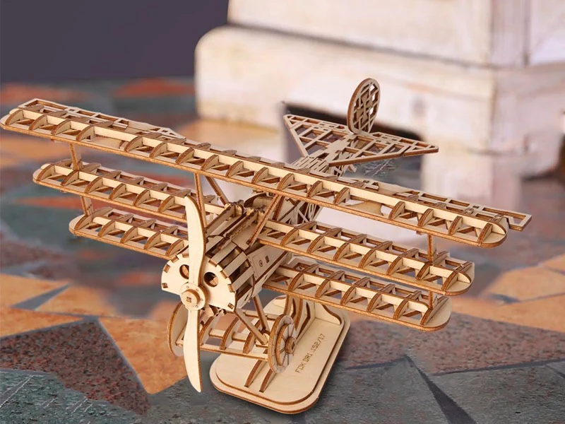 Maquette miniature Avion Bi-Plane - Robotime
