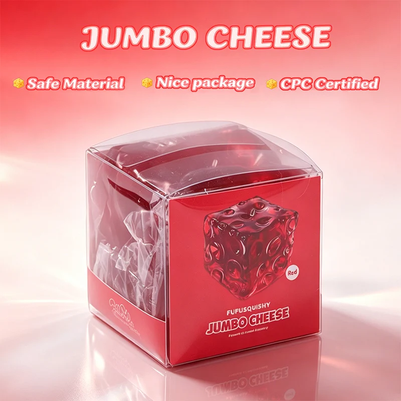 FUFUSQUISHY Crystal Red Jumbo Cheese Squishy Original Sensory