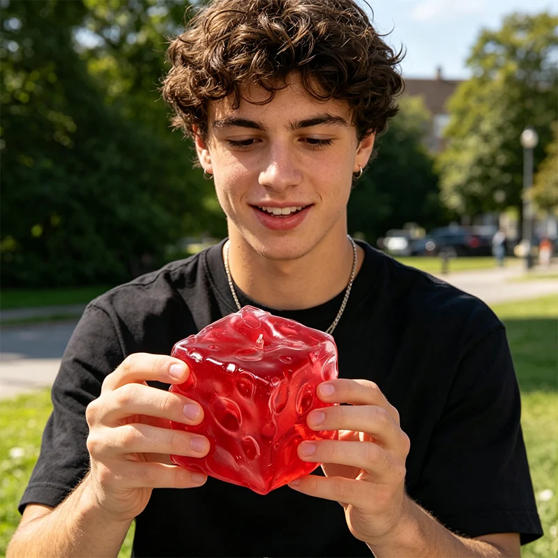FUFUSQUISHY Crystal Red Jumbo Cheese Squishy Original Sensory