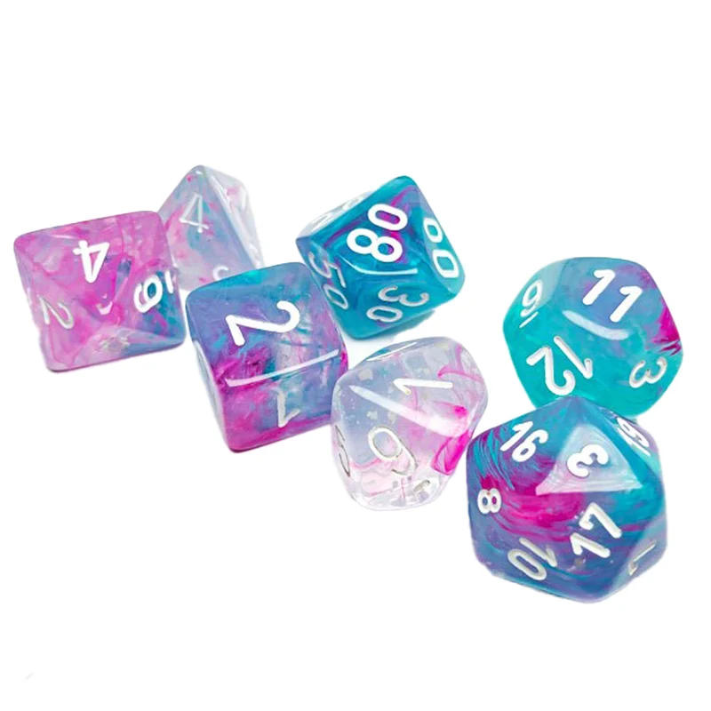 Nebula: Polyhedral Wisteria/white Luminary 7-Die Set