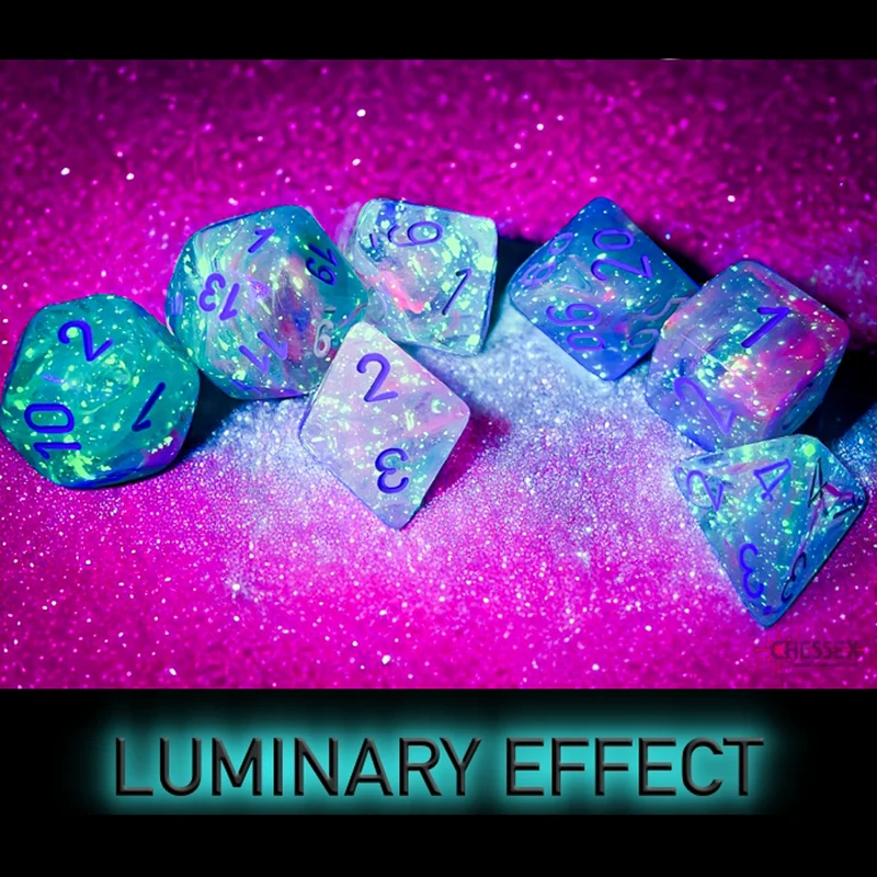 Nebula: Polyhedral Wisteria/white Luminary 7-Die Set
