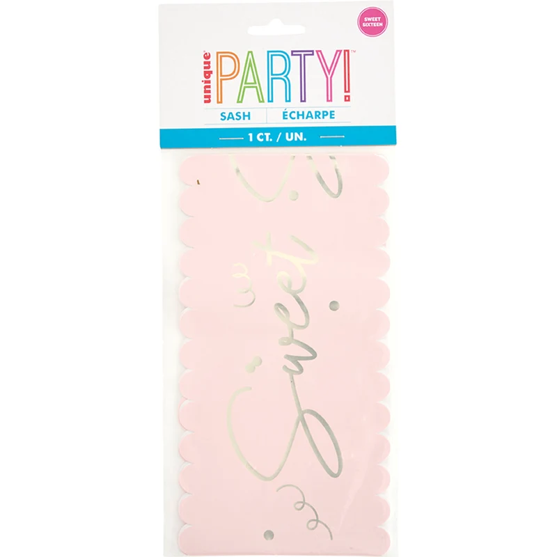 Blush Sweet 16 Birthday Scalloped Edge Paper Sash, 1 Count