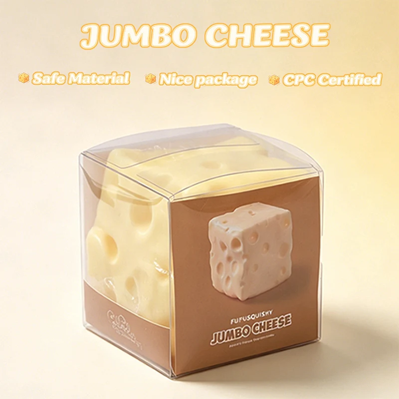 FUFUSQUISHY Jumbo Cheese Squishy Fidget Toy Stress Ball