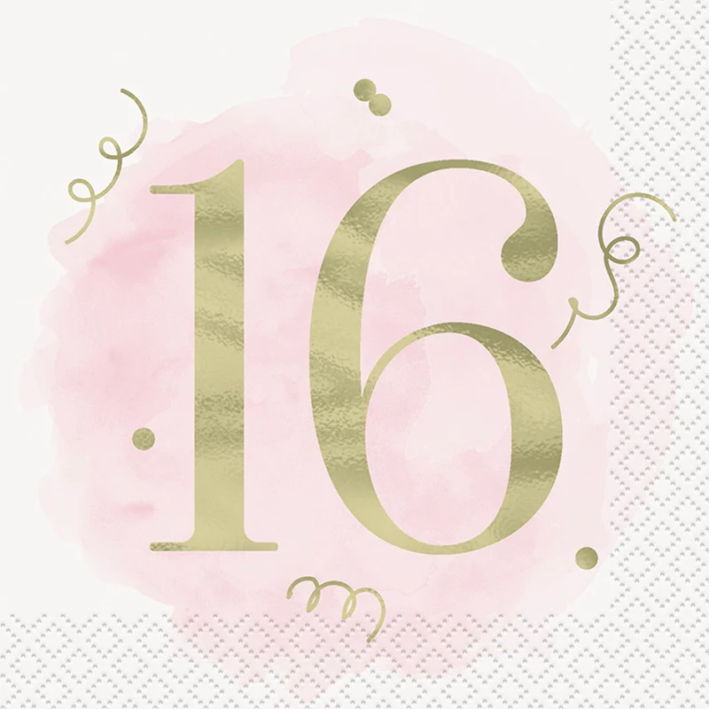 Blush Sweet 16 Small Beverage Napkins, 16 Count