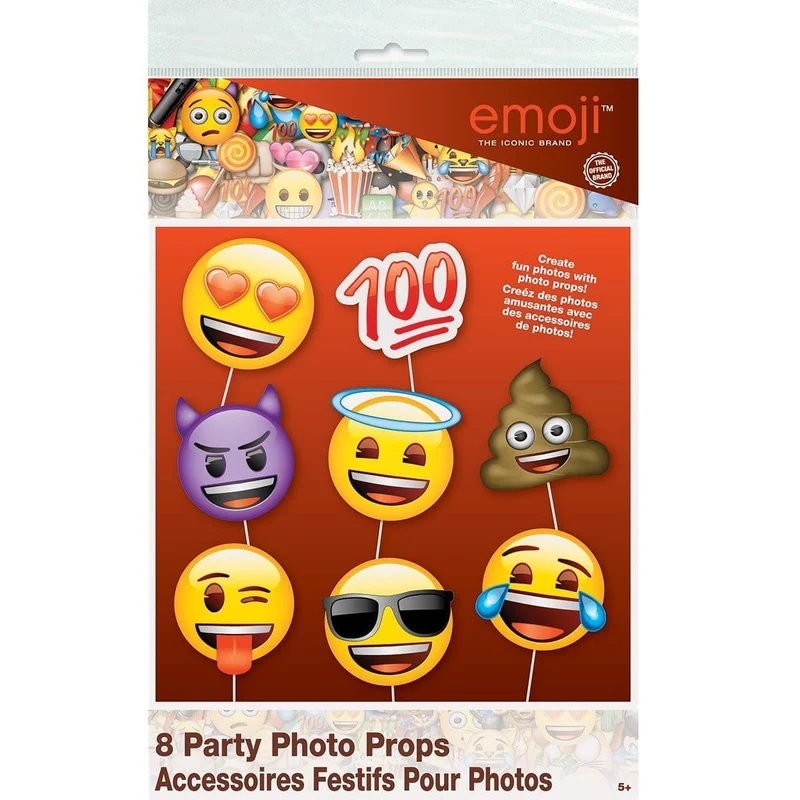 Emoji photo booth props, 8 per package