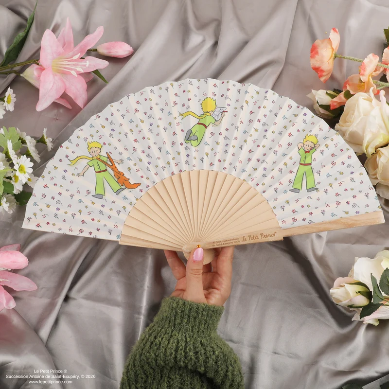 Wildflower Garden Wooden Fan