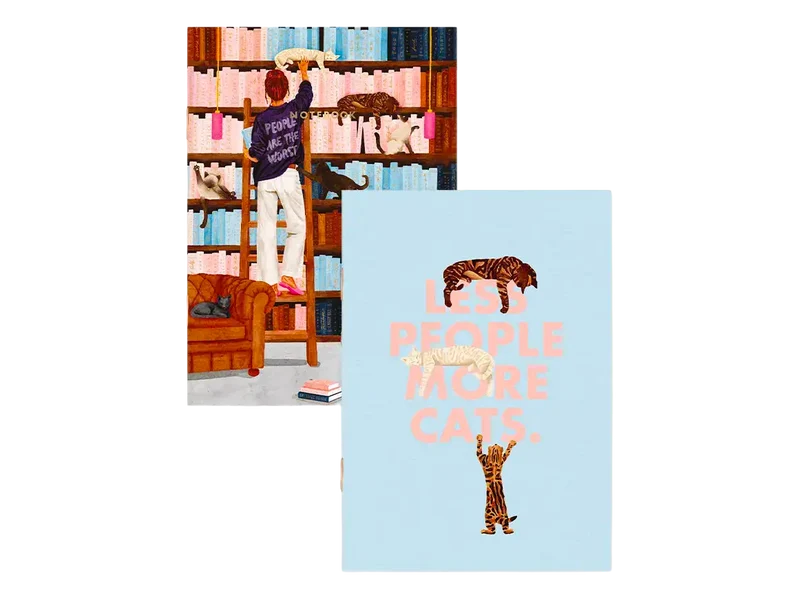 Duo de carnets "Less people More cats" A6 - ATWS