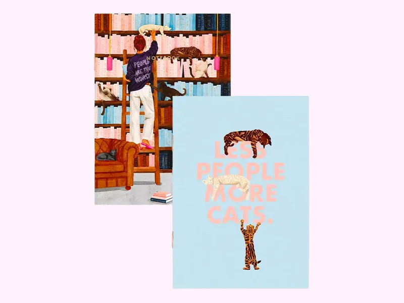 Duo de carnets "Less people More cats" A6 - ATWS