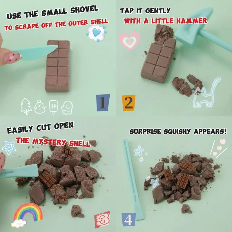 FUFUSQUISHY 7pc Mini Chocolate Squishy Dig Kit