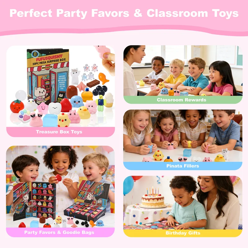 30pcs Random FUFUSQUISHY Surprise Squishy Pop Box