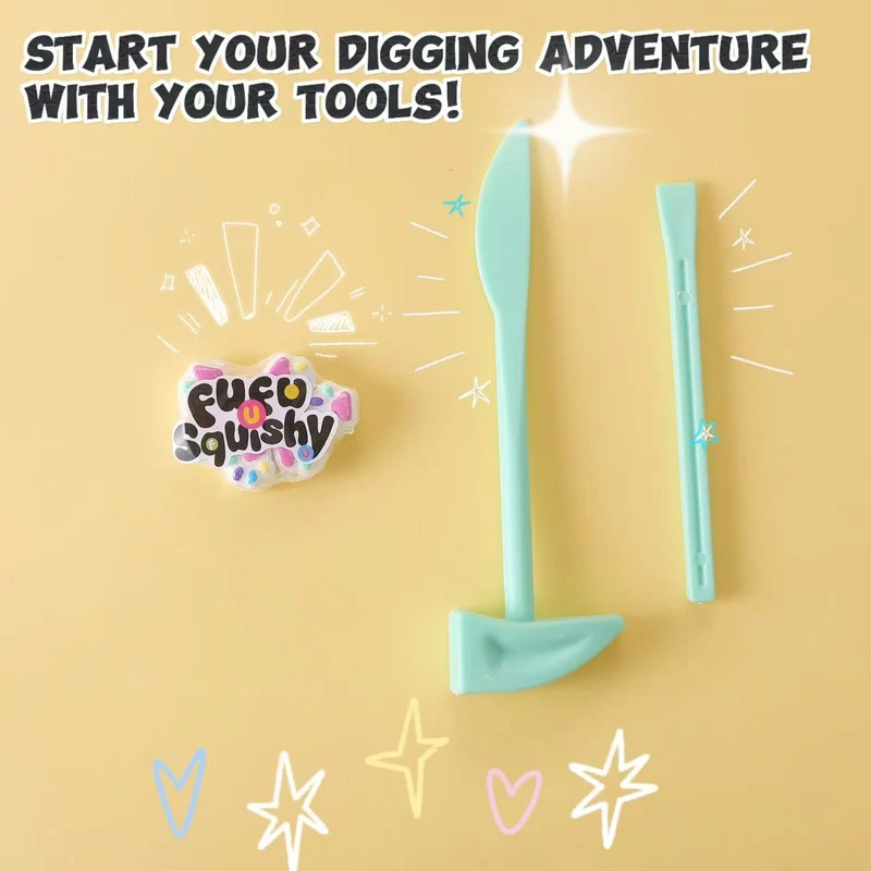 FUFUSQUISHY 7pc Mini Cat Paw Squishy Dig Kit