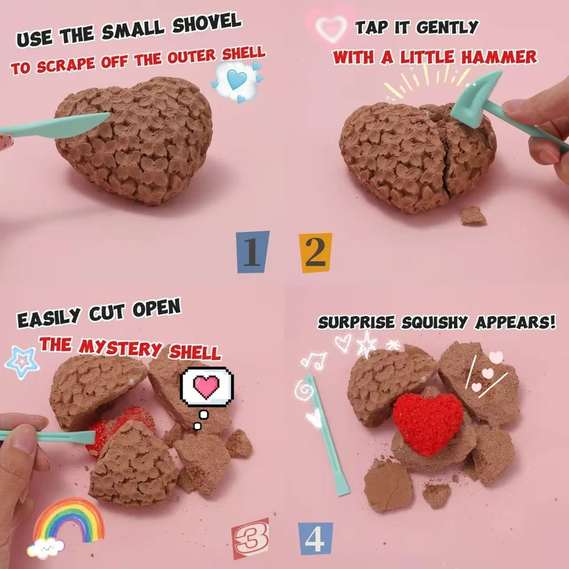 FUFUSQUISHY Flower Heart Squishy Dig Kit