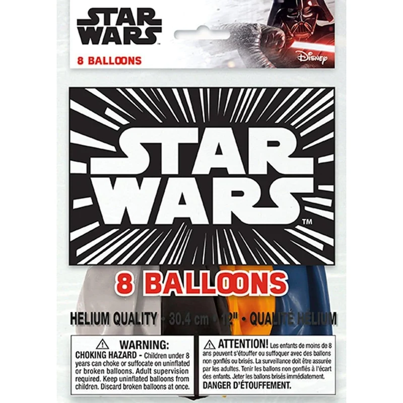 Star Wars latex balloons 12 inches, 8 per package