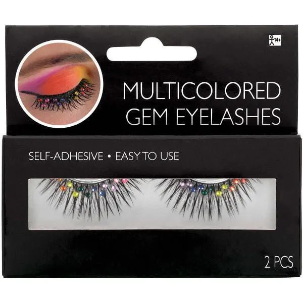 Multicolored gem fake eyelashes