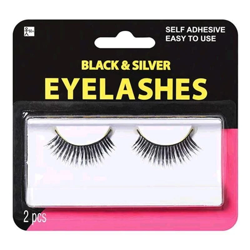 Black & silver fake eyelashes