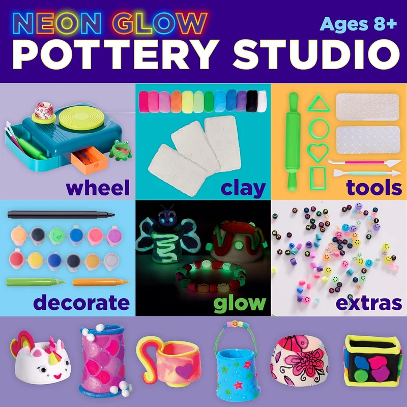 Faber-Castell Neon Glow Pottery Studio USB-Powered Craft Kit