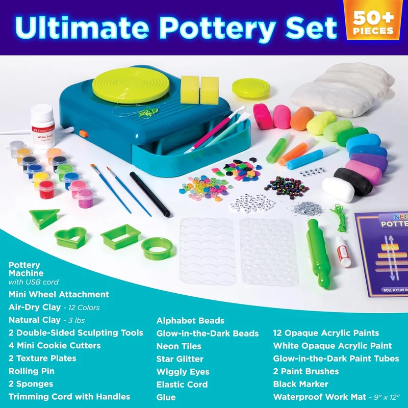 Faber-Castell Neon Glow Pottery Studio USB-Powered Craft Kit