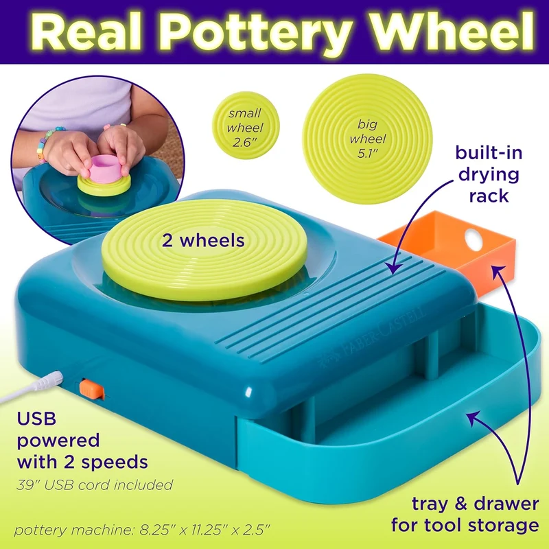 Faber-Castell Neon Glow Pottery Studio USB-Powered Craft Kit