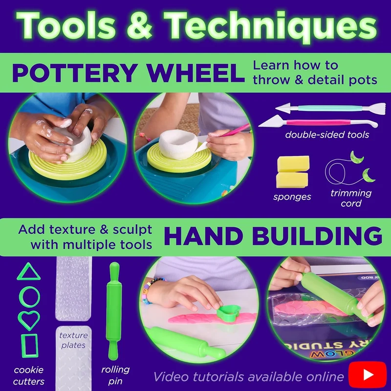Faber-Castell Neon Glow Pottery Studio USB-Powered Craft Kit