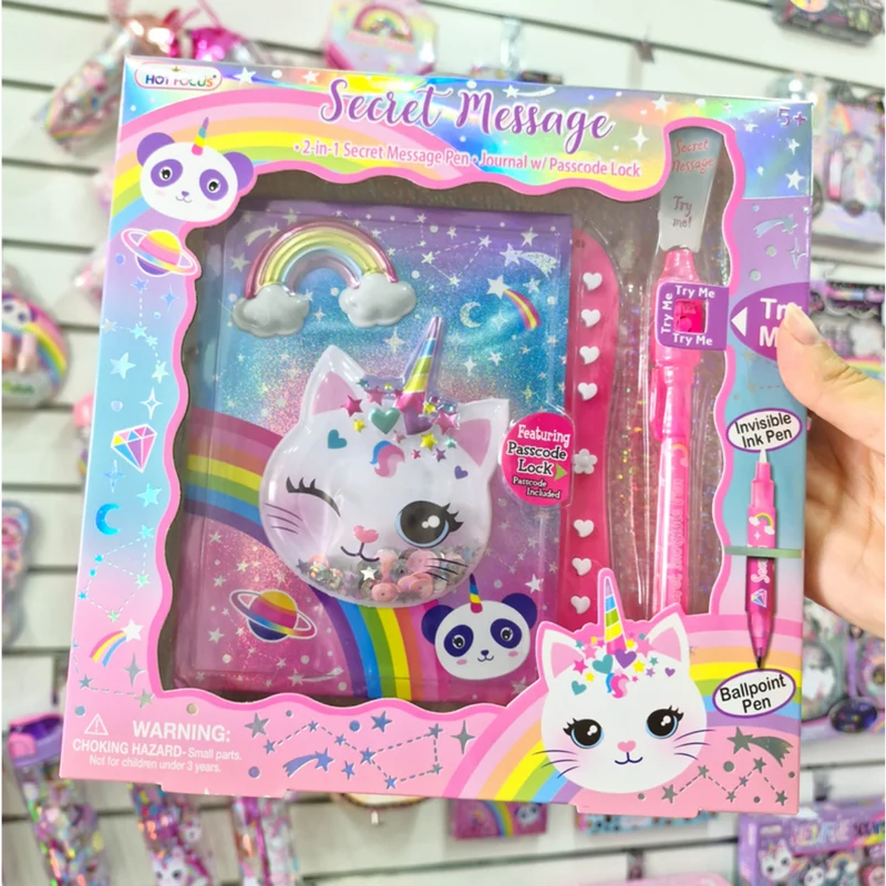 Hot Focus Caticorn Secret Message Journal and Pen Set