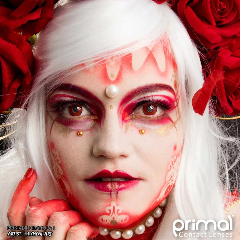 PRIMAL® Dracula I - Red Coloured Contact Lenses, 3 Months Usage