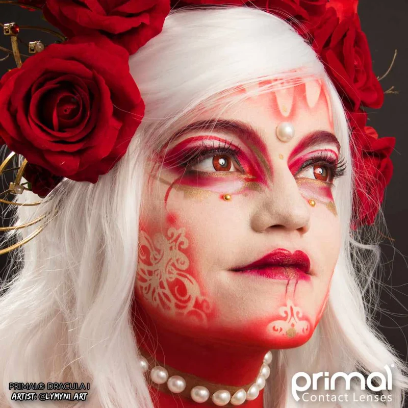 PRIMAL® Dracula I - Red Coloured Contact Lenses, 3 Months Usage