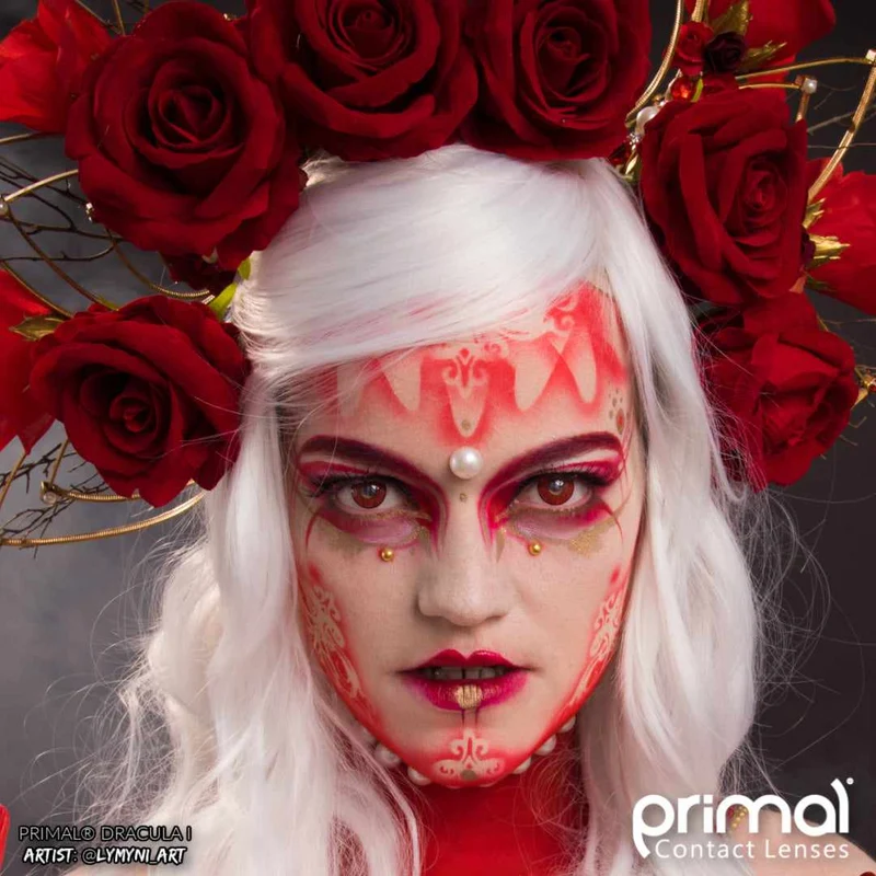 PRIMAL® Dracula I - Red Coloured Contact Lenses, 3 Months Usage