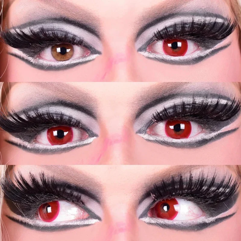 PRIMAL® Evil Eyes - Red Coloured Contact Lenses, 3 months usage
